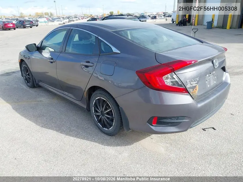 2017 HONDA CIVIC VIN 2HGFC2F56HH005308 — фото 3