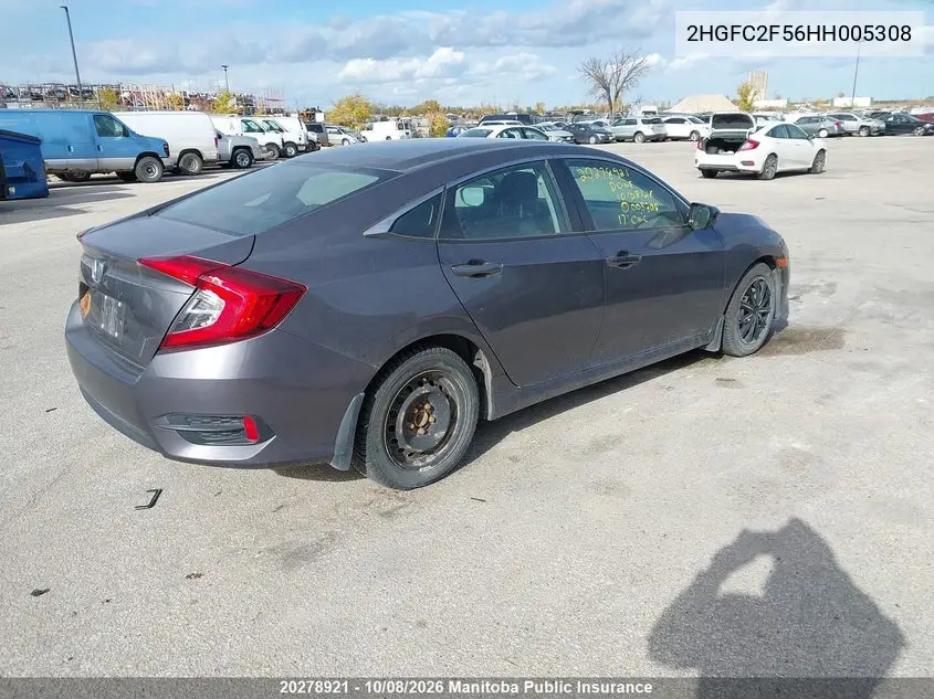 2017 HONDA CIVIC VIN 2HGFC2F56HH005308 — фото 4