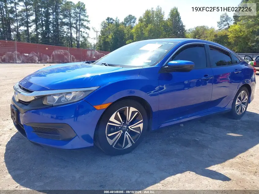 2017 HONDA CIVIC VIN 19XFC2F51HE027226 — фото 2