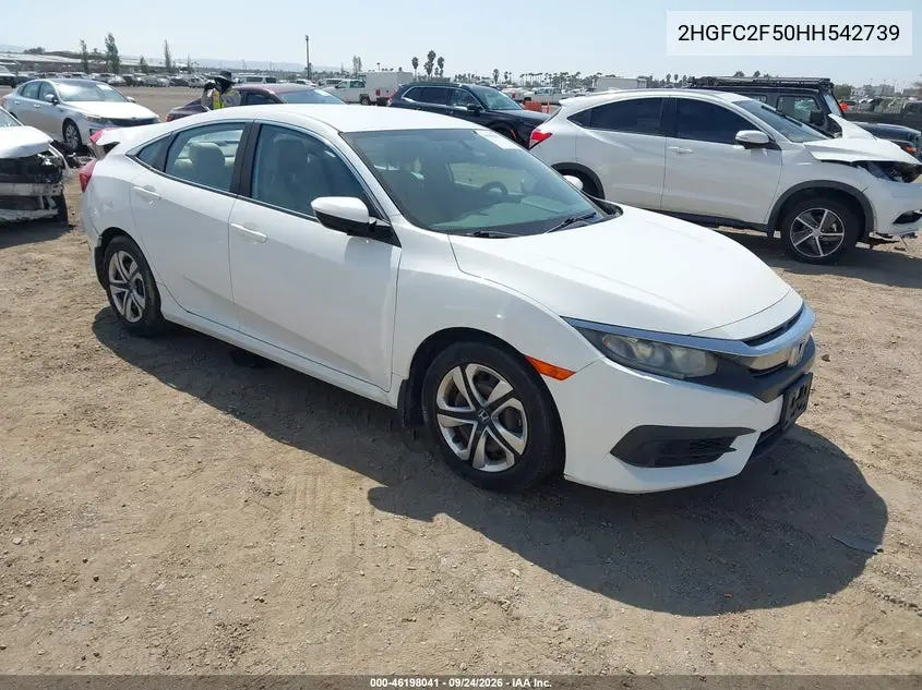 HONDA CIVIC 2017, VIN 2HGFC2F50HH542739