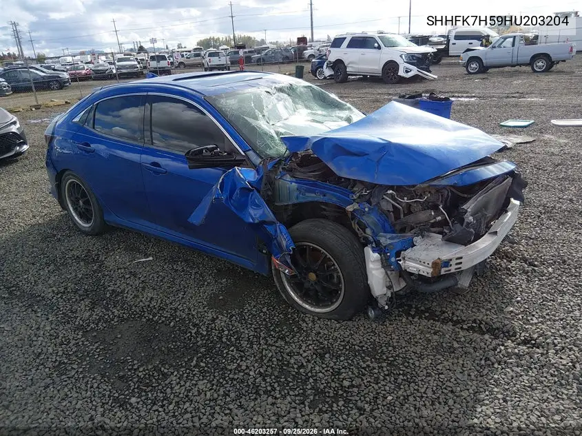 HONDA CIVIC 2017, VIN SHHFK7H59HU203204