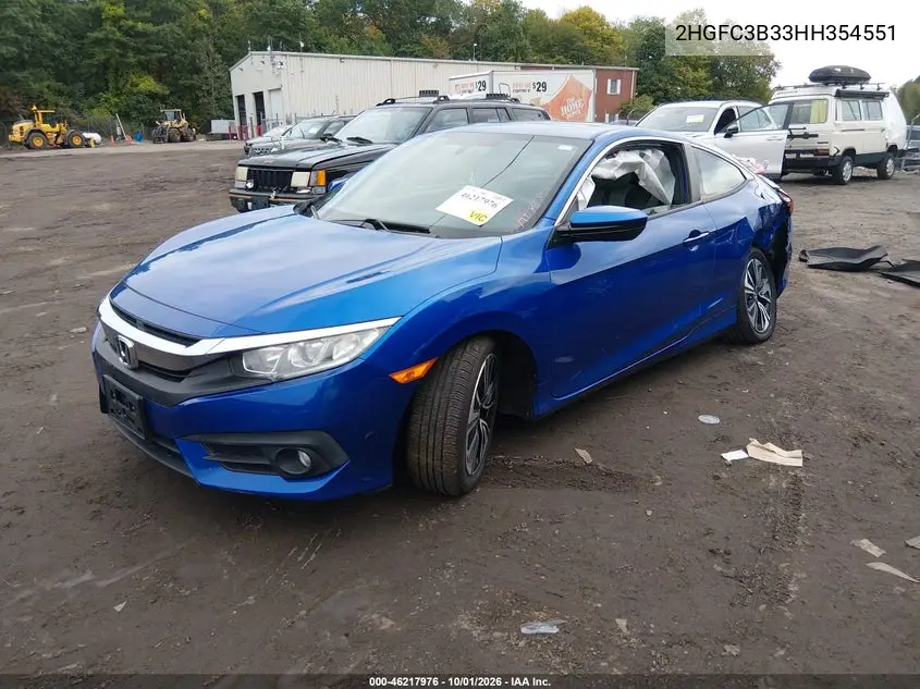 2017 HONDA CIVIC VIN 2HGFC3B33HH354551 — фото 2