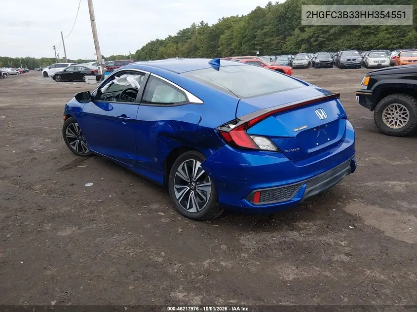 2017 HONDA CIVIC VIN 2HGFC3B33HH354551 — фото 3