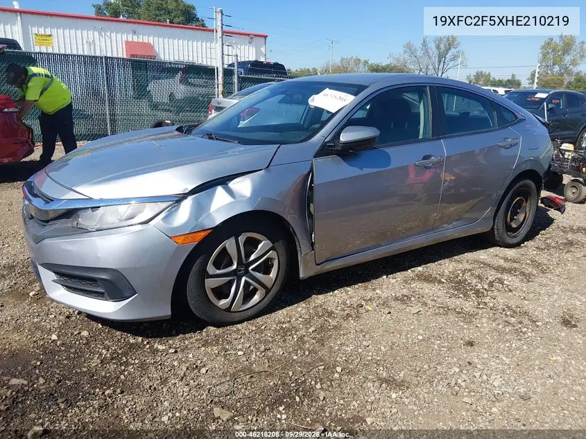 2017 HONDA CIVIC VIN 19XFC2F5XHE210219 — фото 2