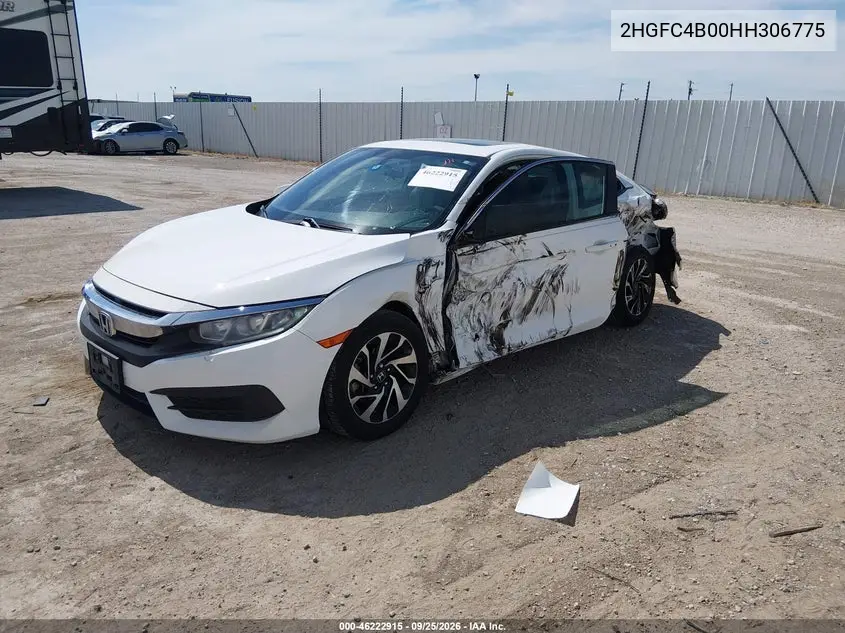 2017 HONDA CIVIC VIN 2HGFC4B00HH306775 — фото 2