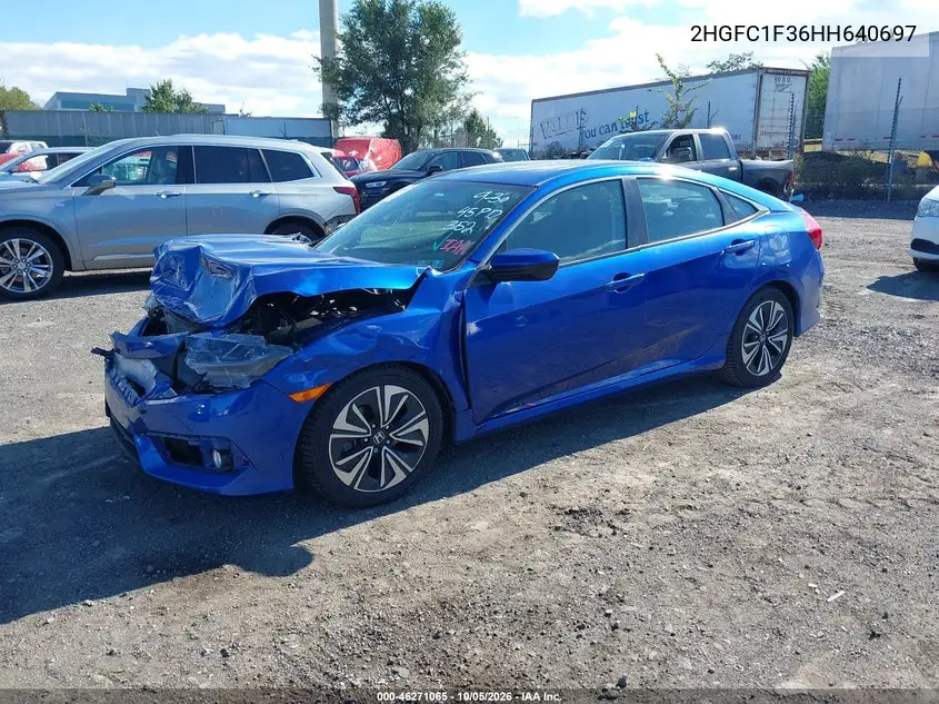 2017 HONDA CIVIC VIN 2HGFC1F36HH640697 — фото 2