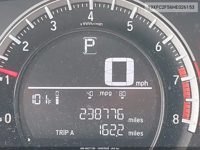 2017 HONDA CIVIC VIN 19XFC2F56HE026153 — фото 16