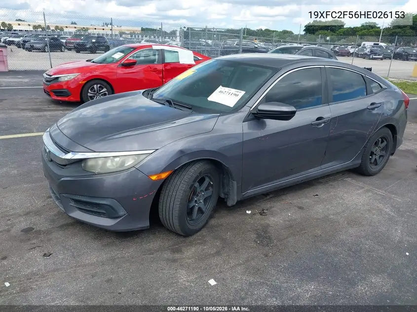 2017 HONDA CIVIC VIN 19XFC2F56HE026153 — фото 2