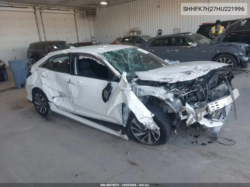 HONDA CIVIC 2017, VIN SHHFK7H27HU221996