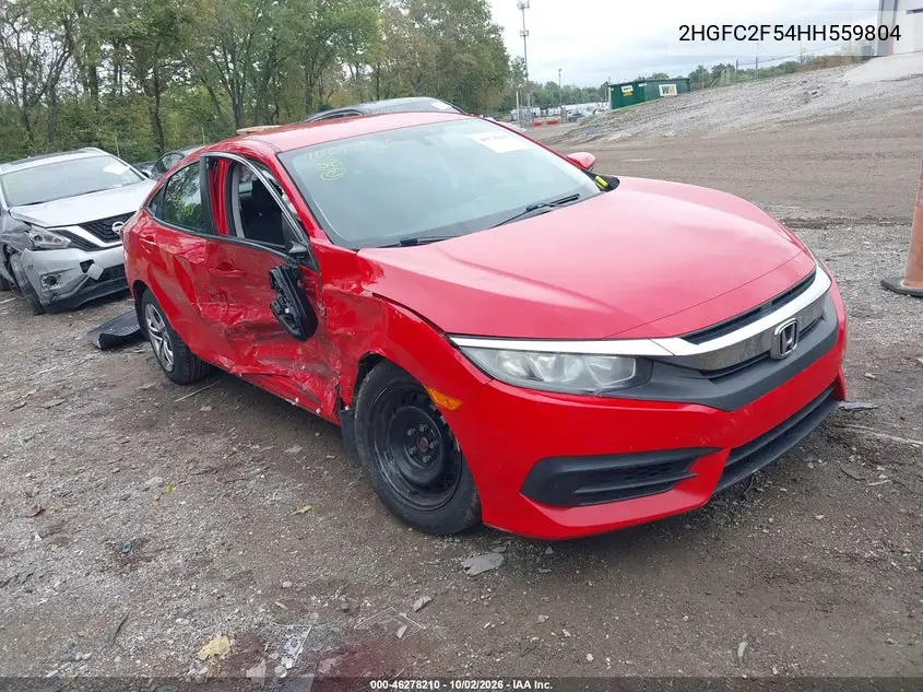 HONDA CIVIC 2017, VIN 2HGFC2F54HH559804