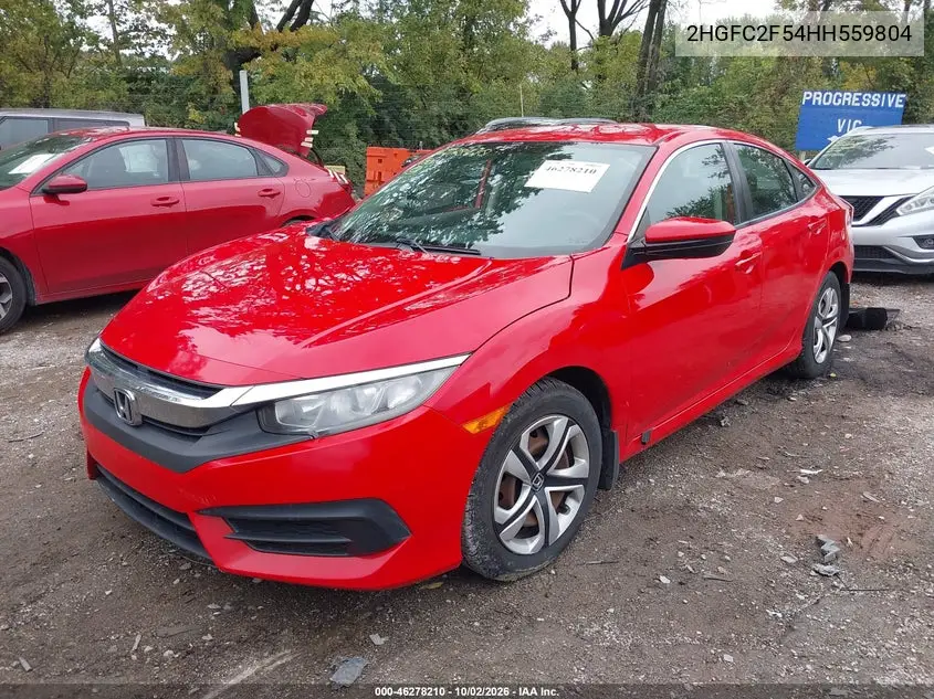2017 HONDA CIVIC VIN 2HGFC2F54HH559804 — фото 2