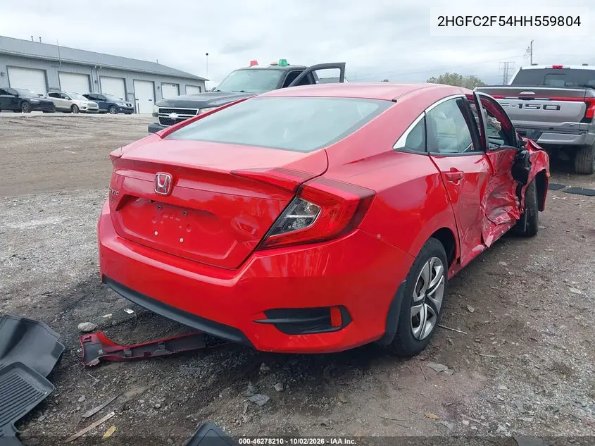 2017 HONDA CIVIC VIN 2HGFC2F54HH559804 — фото 4