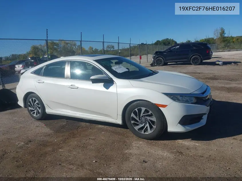 HONDA CIVIC 2017, VIN 19XFC2F76HE016207
