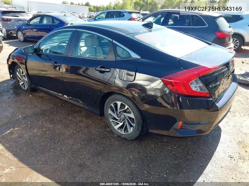 2017 HONDA CIVIC VIN 19XFC2F75HE043169 — фото 3