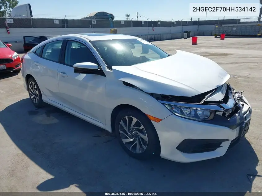 HONDA CIVIC 2017, VIN 2HGFC2F70HH534142