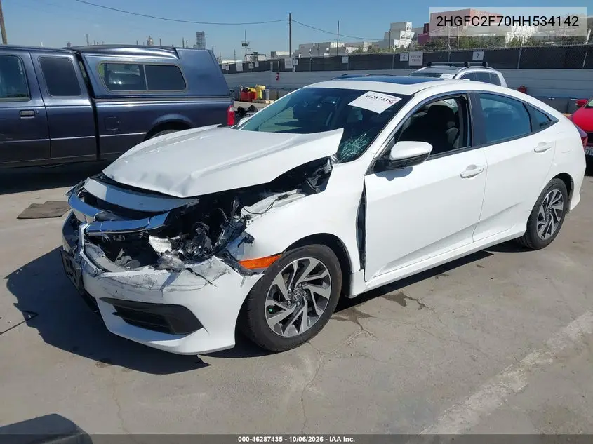 2017 HONDA CIVIC VIN 2HGFC2F70HH534142 — фото 2