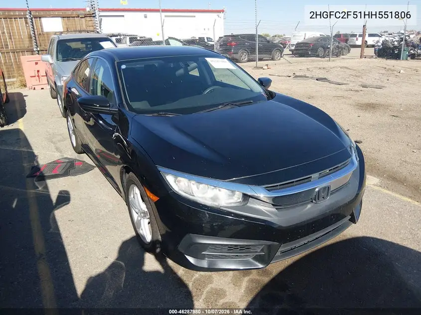 HONDA CIVIC 2017, VIN 2HGFC2F51HH551806