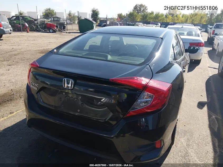2017 HONDA CIVIC VIN 2HGFC2F51HH551806 — фото 4