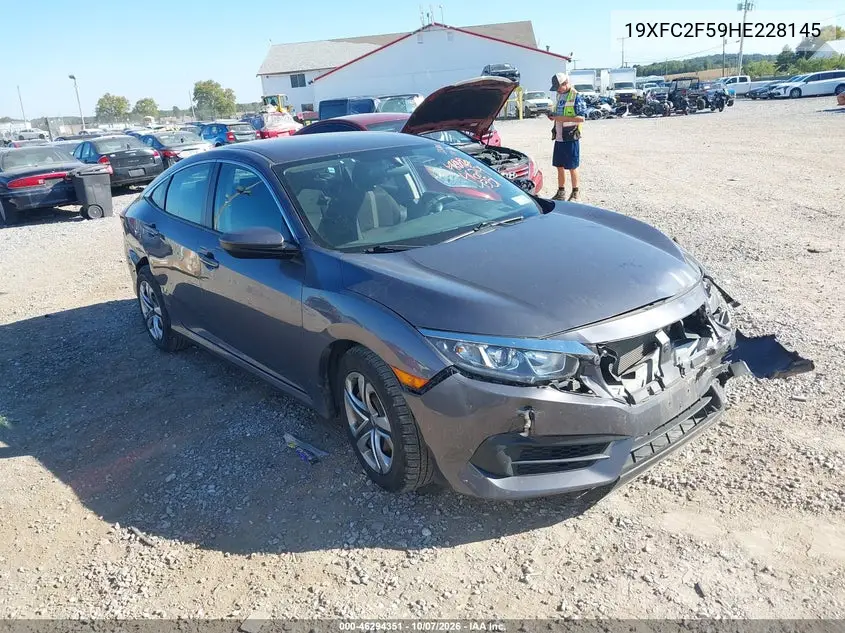 HONDA CIVIC 2017, VIN 19XFC2F59HE228145