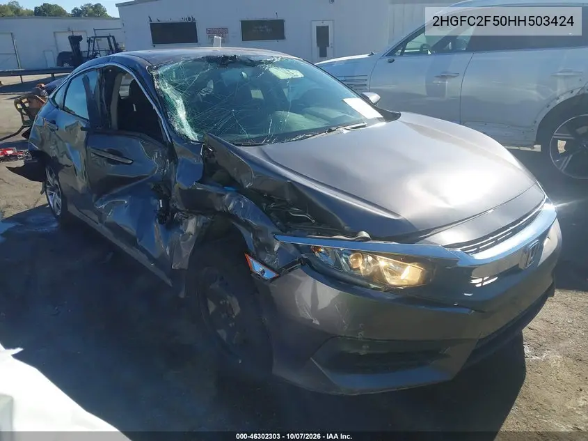 HONDA CIVIC 2017, VIN 2HGFC2F50HH503424