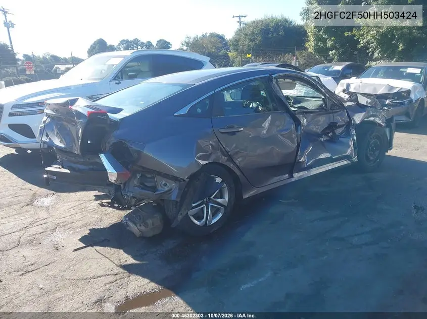 2017 HONDA CIVIC VIN 2HGFC2F50HH503424 — фото 4