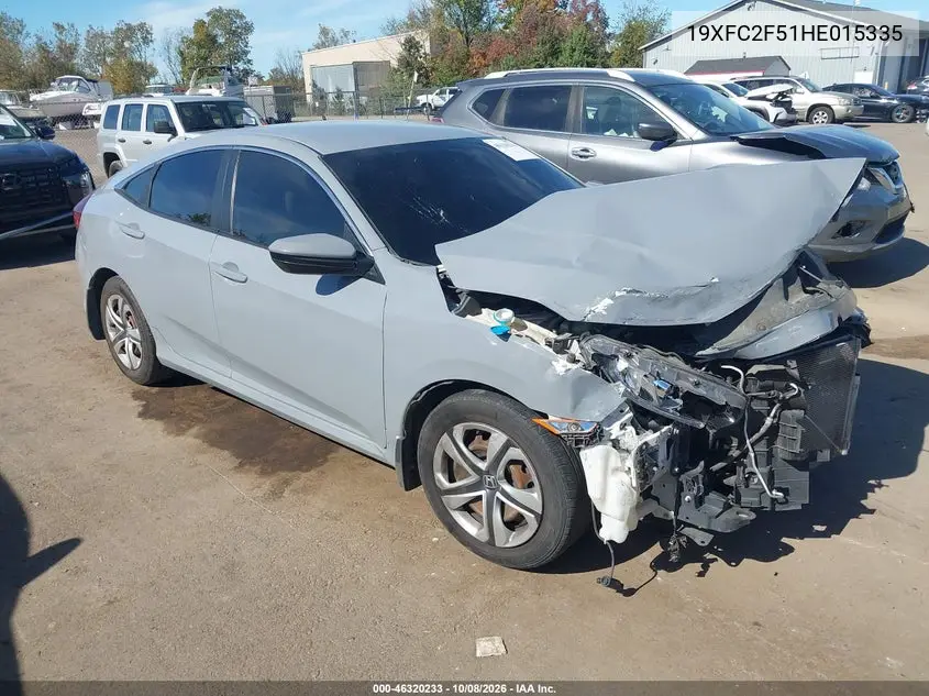 HONDA CIVIC 2017, VIN 19XFC2F51HE015335
