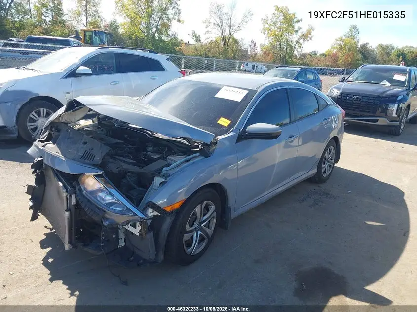 2017 HONDA CIVIC VIN 19XFC2F51HE015335 — фото 2