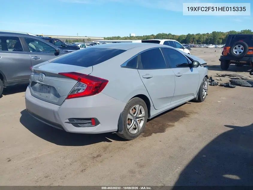 2017 HONDA CIVIC VIN 19XFC2F51HE015335 — фото 4