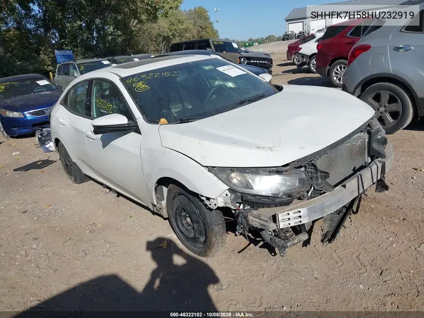 HONDA CIVIC 2017, VIN SHHFK7H58HU232919