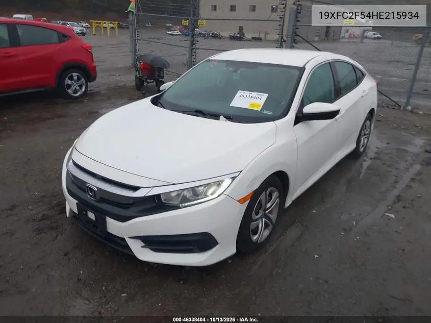 2017 HONDA CIVIC VIN 19XFC2F54HE215934 — фото 2
