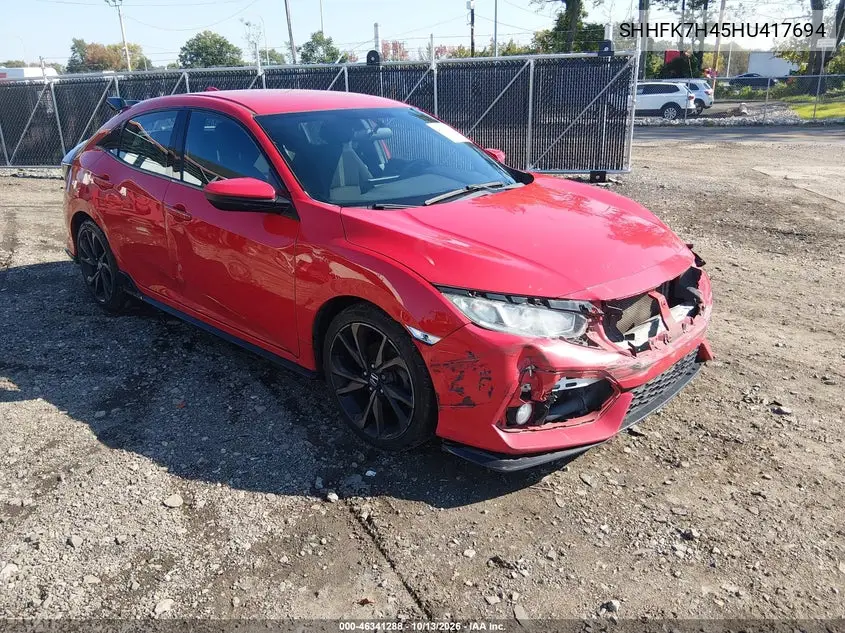 HONDA CIVIC 2017, VIN SHHFK7H45HU417694