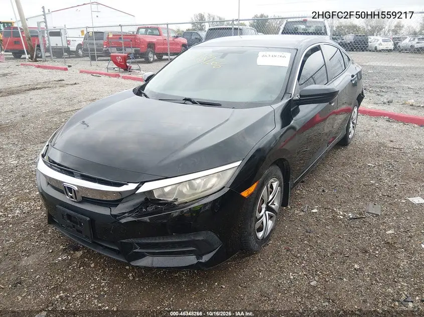 2017 HONDA CIVIC VIN 2HGFC2F50HH559217 — фото 2
