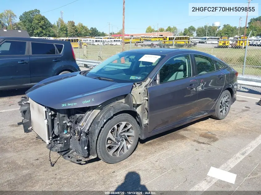 2017 HONDA CIVIC VIN 2HGFC2F70HH509855 — фото 2