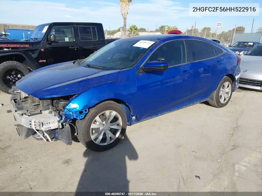 2017 HONDA CIVIC VIN 2HGFC2F56HH522916 — фото 2