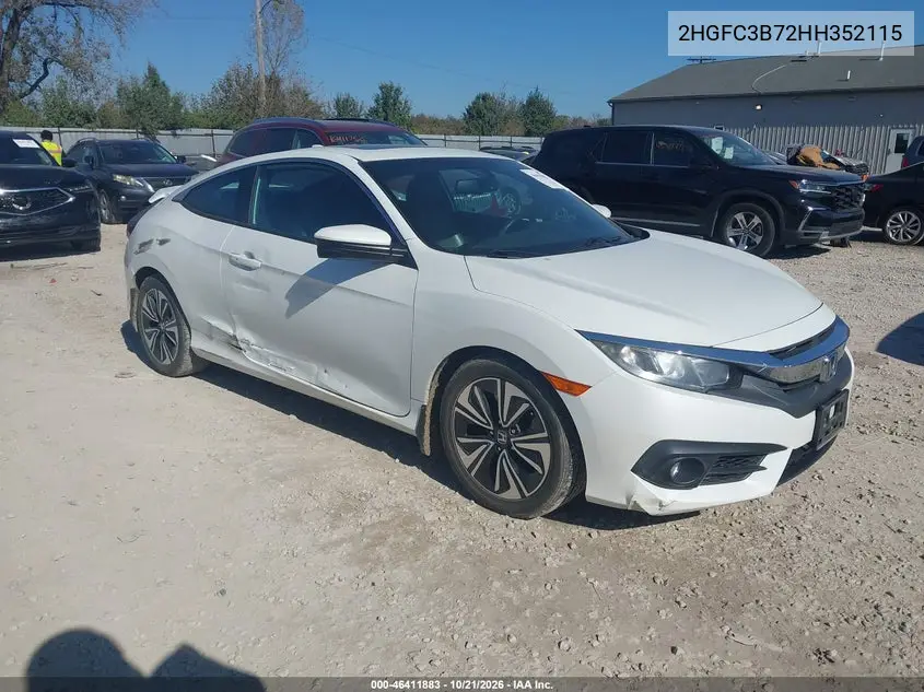 HONDA CIVIC 2017, VIN 2HGFC3B72HH352115