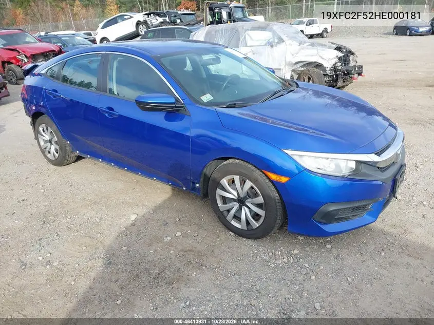 HONDA CIVIC 2017, VIN 19XFC2F52HE000181
