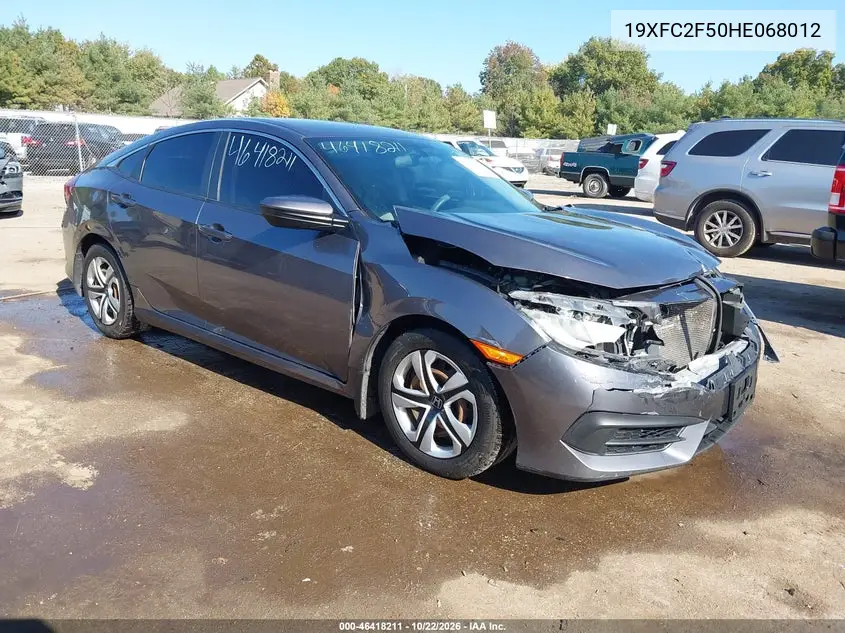 HONDA CIVIC 2017, VIN 19XFC2F50HE068012