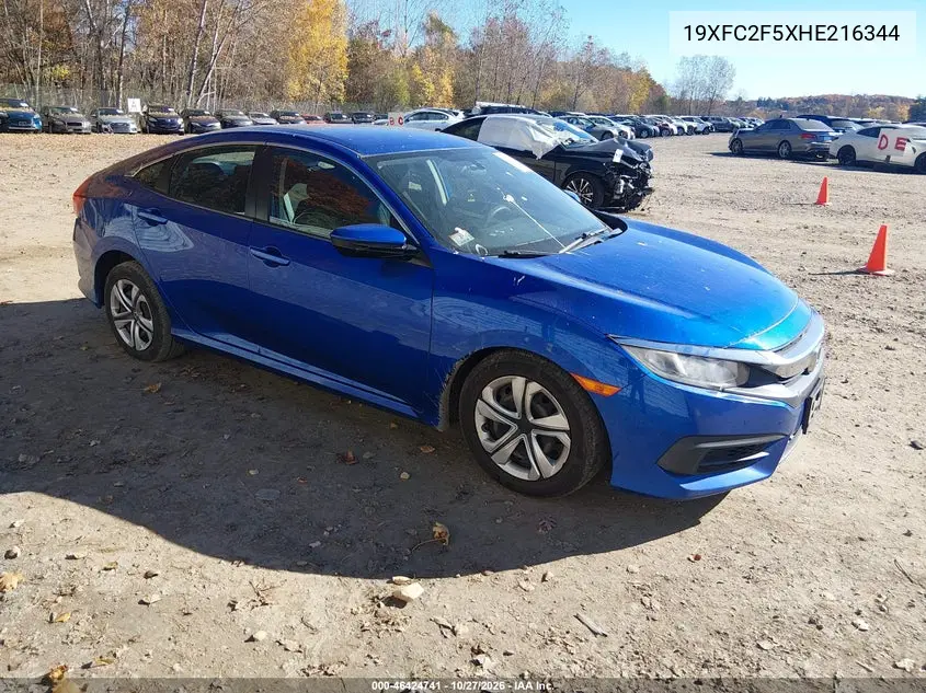 HONDA CIVIC 2017, VIN 19XFC2F5XHE216344