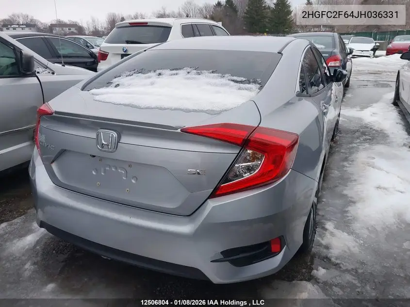 2018 HONDA CIVIC VIN 2HGFC2F64JH036331 — фото 4