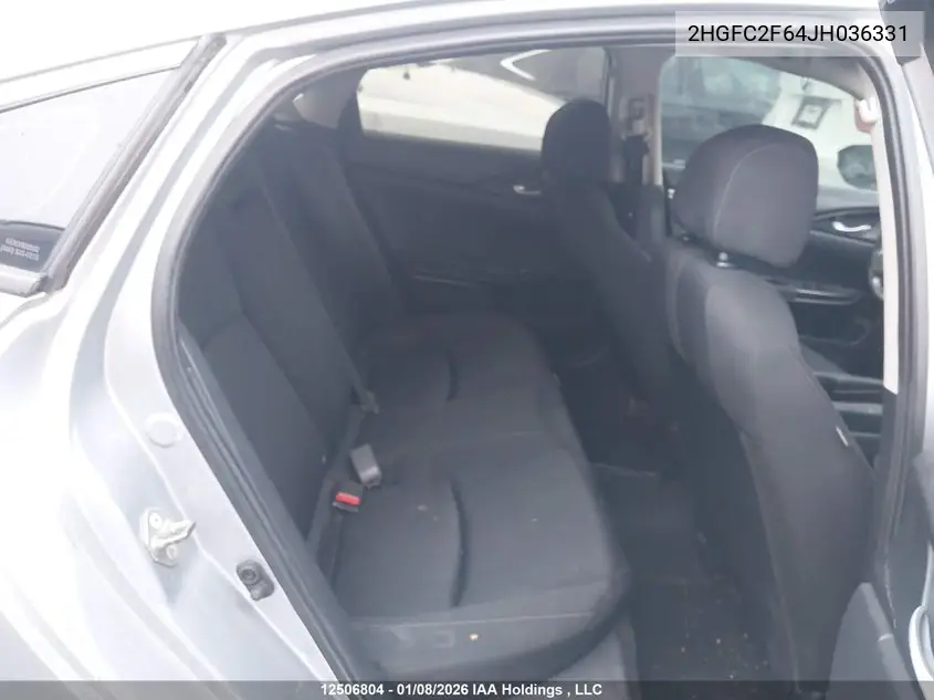 2018 HONDA CIVIC VIN 2HGFC2F64JH036331 — фото 8