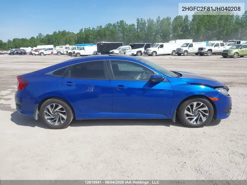 2018 HONDA CIVIC VIN 2HGFC2F81JH040208 — фото 12
