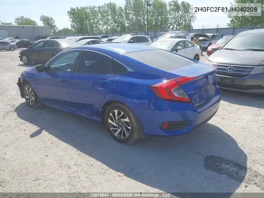 2018 HONDA CIVIC VIN 2HGFC2F81JH040208 — фото 3