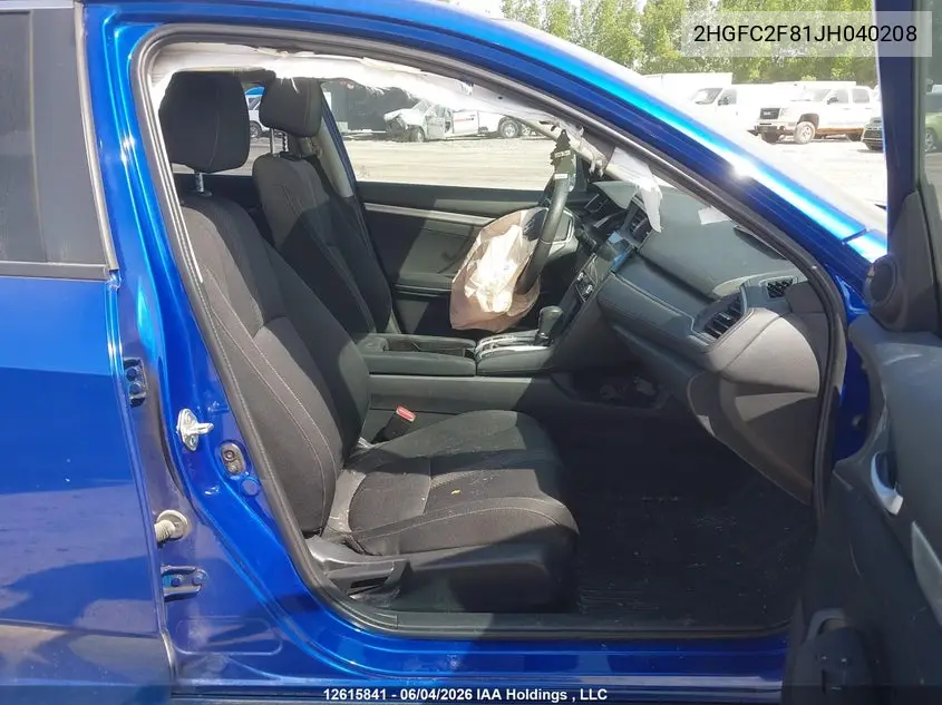 2018 HONDA CIVIC VIN 2HGFC2F81JH040208 — фото 5