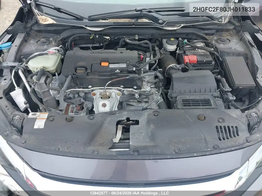 2018 HONDA CIVIC VIN 2HGFC2F80JH011833 — фото 10