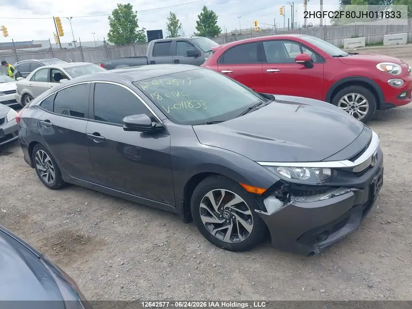 2018 HONDA CIVIC VIN 2HGFC2F80JH011833 — фото 12