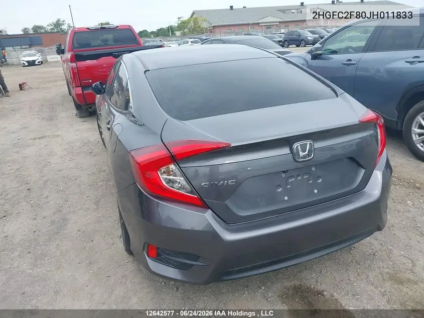 2018 HONDA CIVIC VIN 2HGFC2F80JH011833 — фото 3