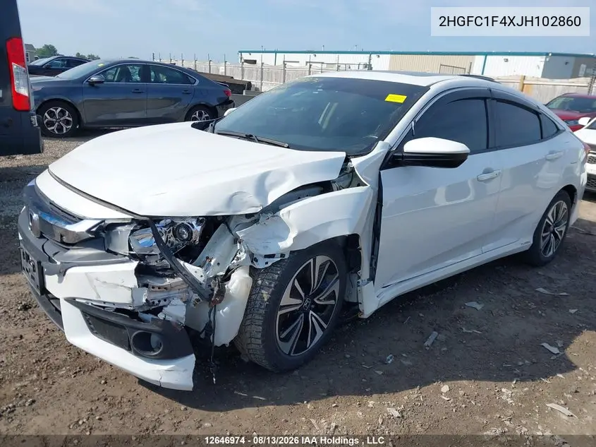 2018 HONDA CIVIC VIN 2HGFC1F4XJH102860 — фото 2