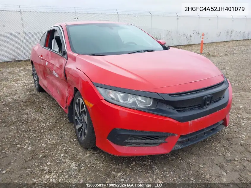 HONDA CIVIC 2018, VIN 2HGFC4A52JH401079
