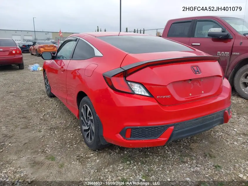 2018 HONDA CIVIC VIN 2HGFC4A52JH401079 — фото 3