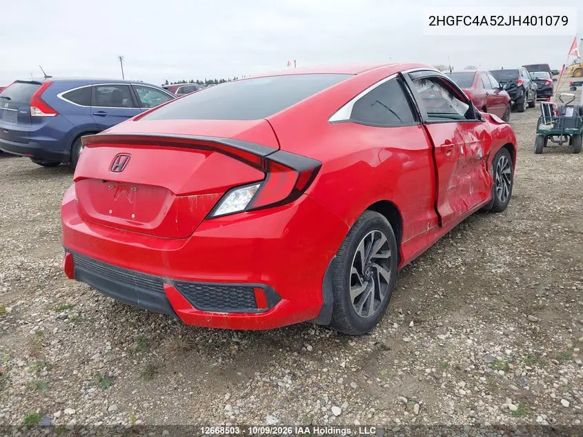 2018 HONDA CIVIC VIN 2HGFC4A52JH401079 — фото 4